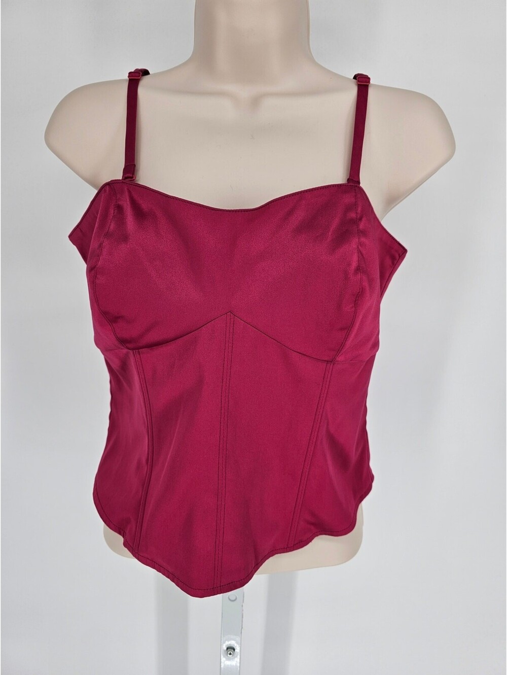 Vintage Y2K New York & Company Womens Sz 8 Satin Corset Style Top Fuchsia Pink